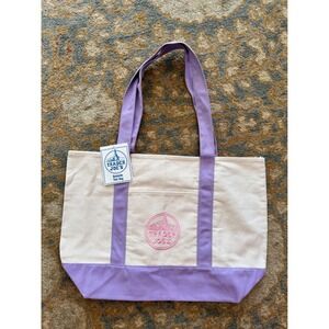 NWT Large Trader Joe's Reusable Canvas Tote Bag Lavender Pink Logo